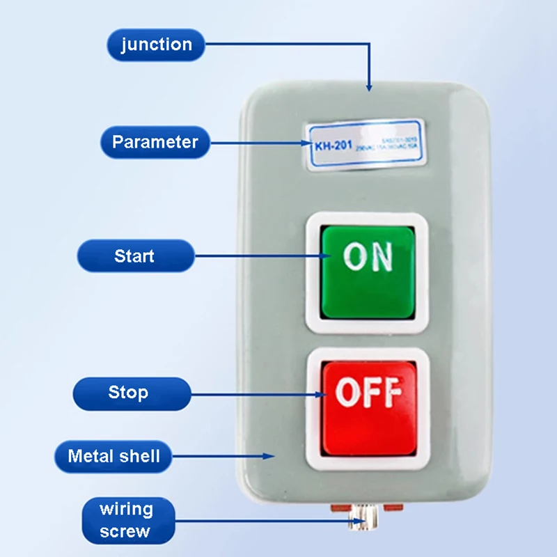 KH-201 KH-305 on-off 3P 30A/250V 20A/380V Transfer Push Button Switch Control Box Electrical Motor Start Switch