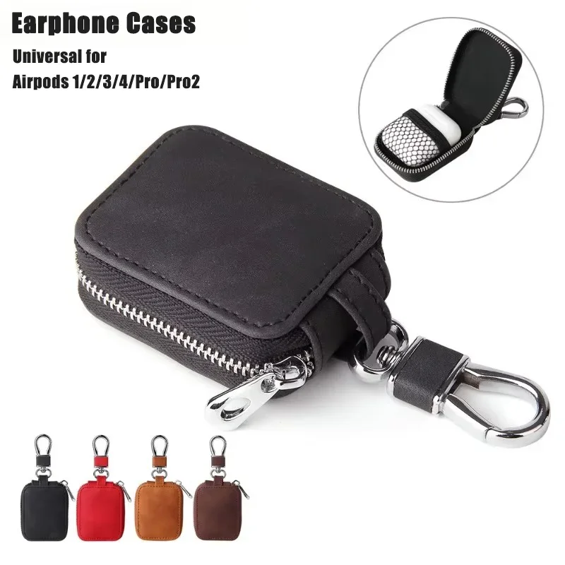 Universal Leather Case for Airpods 1/2/3/4/Pro Dustproof Waterproof Anti-Scratch Earphone Case Wireless Earbuds Protective Bag