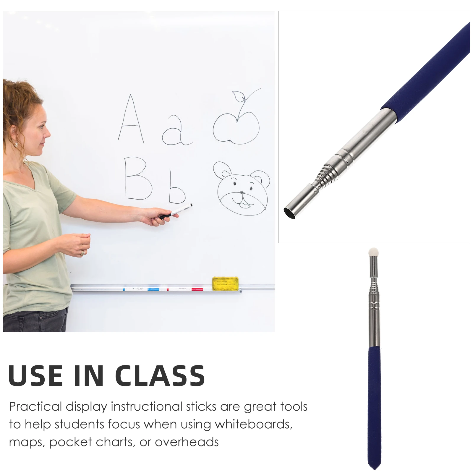 

Resin Teaching Stick White Board Pointer Handheld Indicator Tourist Reading Extendable Multifunction Practical Easy Use