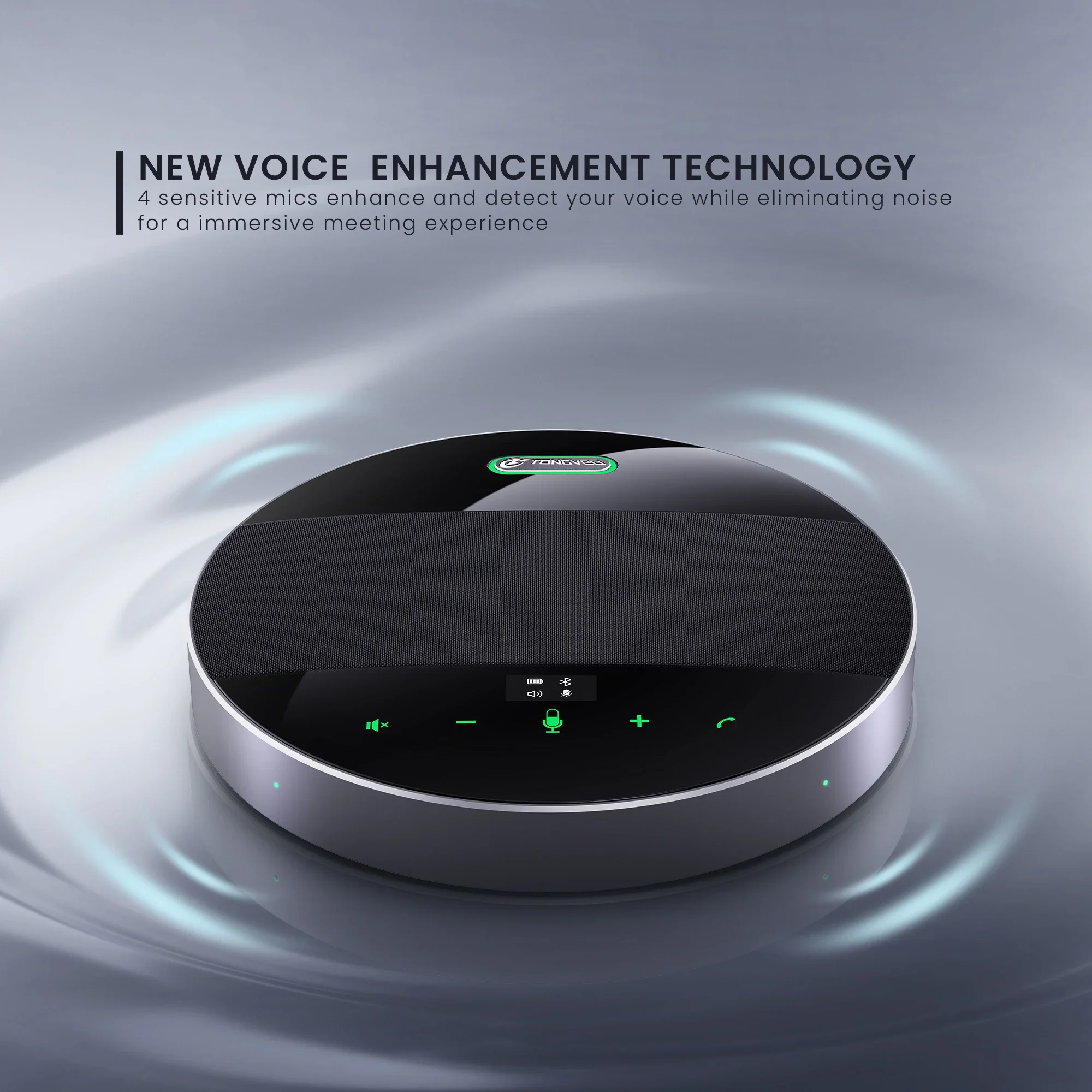 Tongveo Portable Speakerphone Built-in 4x Omnidirectional Microphones And 1xSpeaker Echo Cancellation Blue-tooth Connection