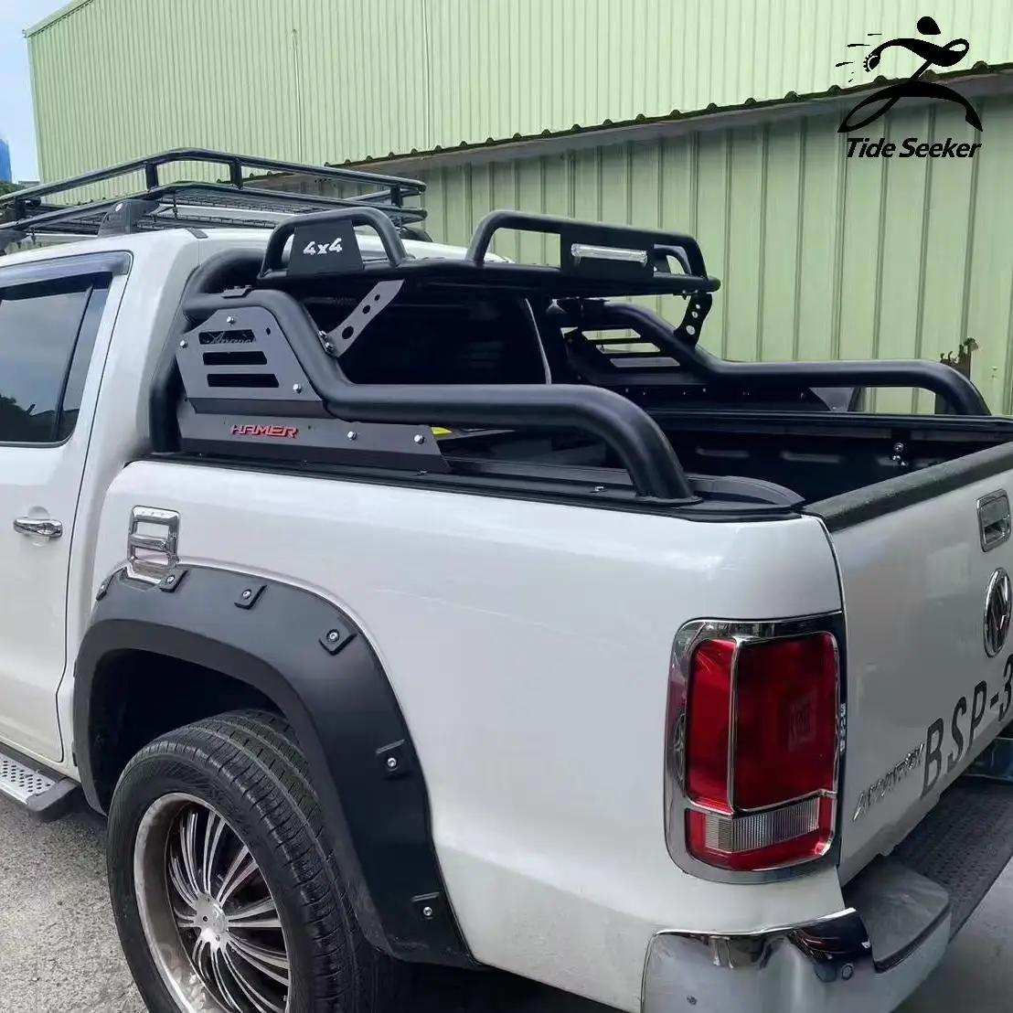 Universal Pickup Roll Cage Built-in High Mount Brake Light Reinforced Carbon Steel Frame Easy Installation Car Modification Part