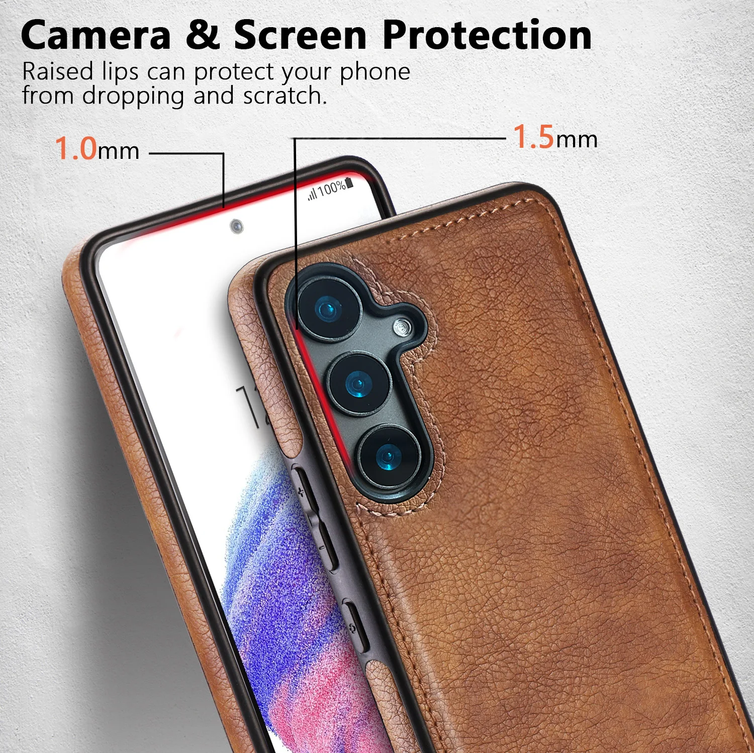 Classic PU Leather Phone Case For Samsung Galaxy A13 A14 A15 A25 A35 A55 A53 5G, Kickstand Shockproof Protective Case