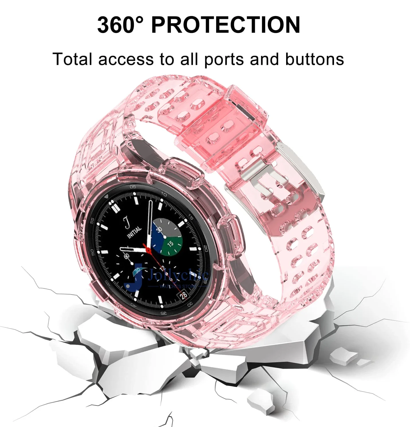 Case+Strap for Samsung Galaxy Watch 6 4 40mm 44mm Transparent Silicone Band Sport Bracelet Galaxy Watch 4 Classic 46 Accessories