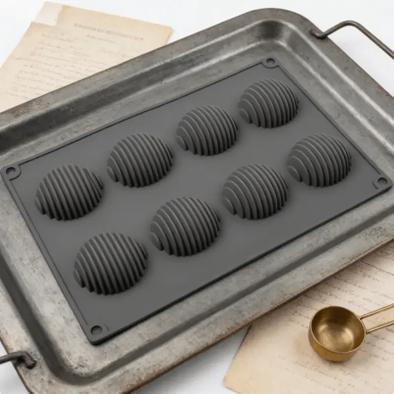 1pc honeycomb hemisphere silicone cake mold 8-cavity non-stick easy demold for 3D spherical chocolate baking
