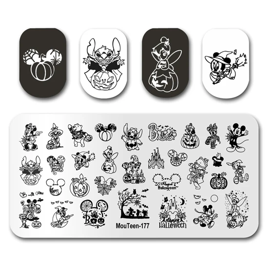 Placa de estampado MouTeen-148 grande de Mickey Mouse para estampar uñas, set de manicura para arte de uñas 5