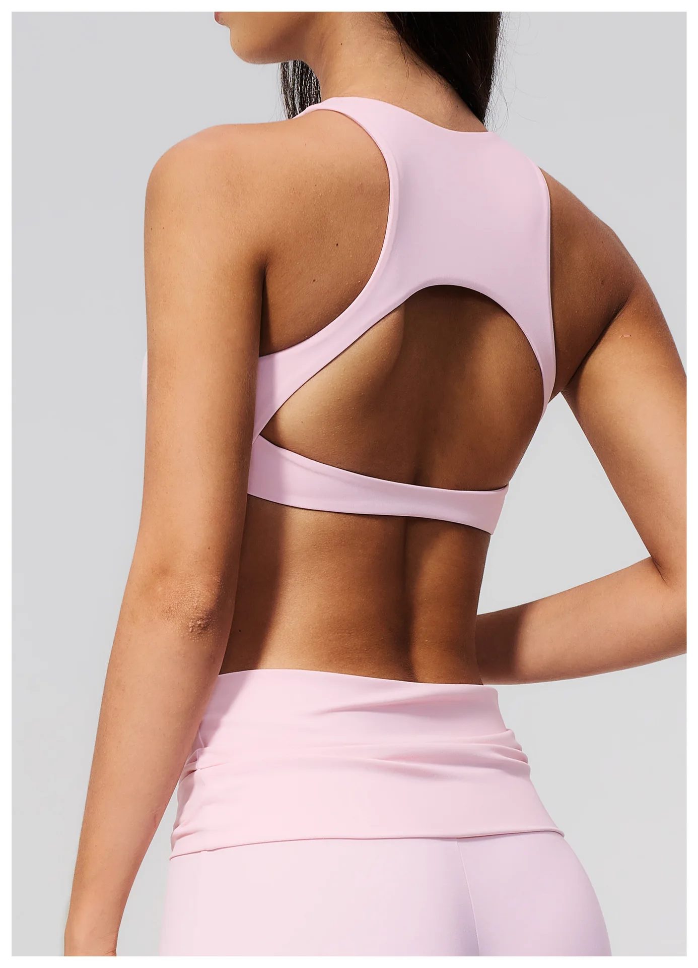 Damen Sport-BH mit Rückenausschnitt, Stoßdämpfend, Push-Up, Schnelltrocknend, Einfarbig, für Fitness, Laufen und Yoga – Detail 22