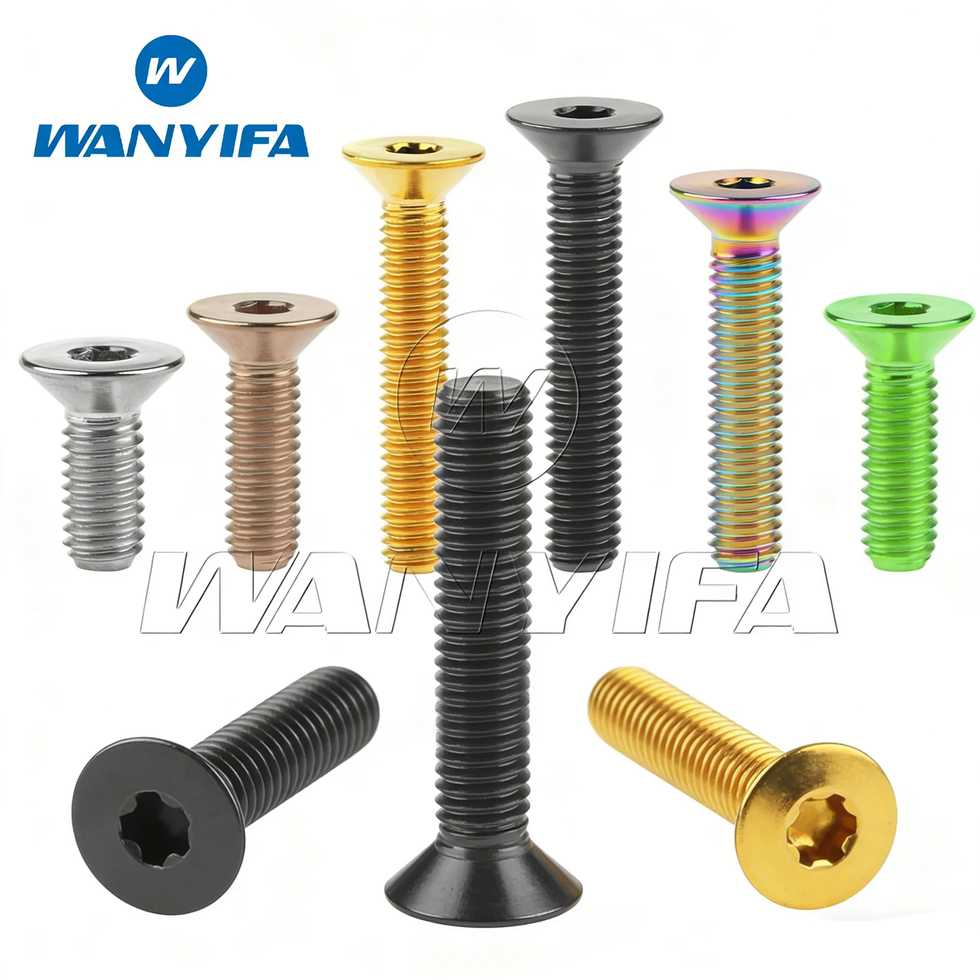 Wanyifa Titanium Bolts M3/M4/M5/M6x6–45mm Countersunk Hex Head Screws for Bicycles and Motorcycles (Customization Available)