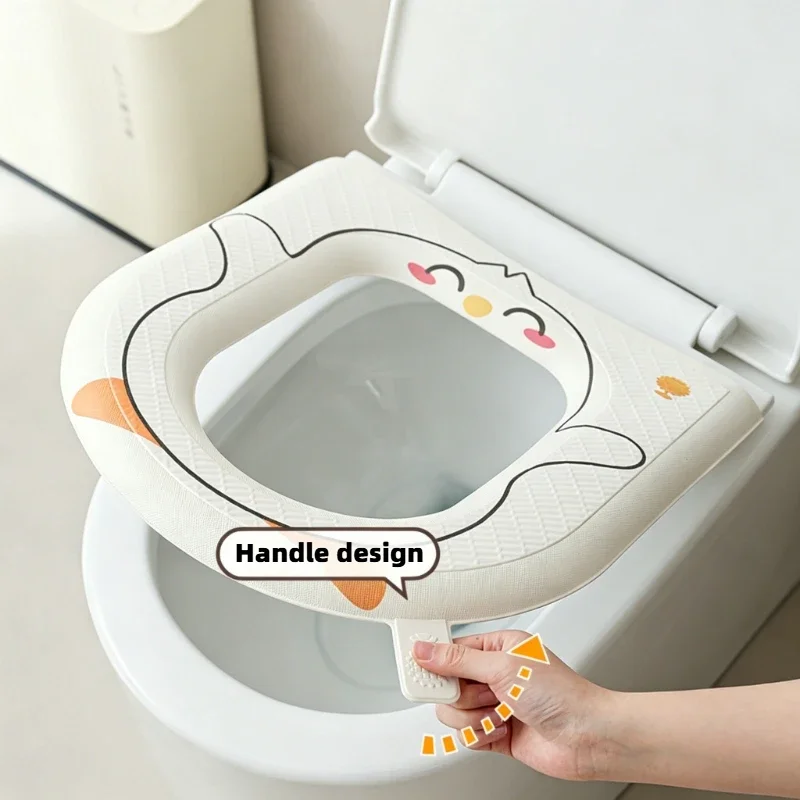 Portable Cartoon Penguin 4 Seasons Bathroom Decor Dormitory Public Waterproof Toilet Seat Cushions Can Be Cut Standard Sit Pads