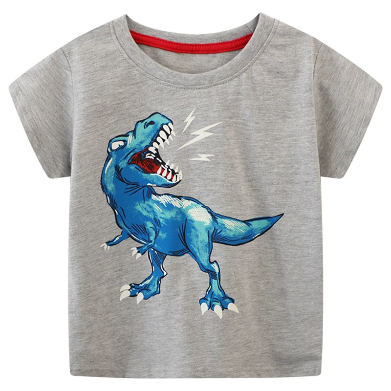 Fashion Boys T-shirt 2024 New Arrivals Summer Luminous Dinosaur Animal Cotton Casual Wear Boys Wear Tops 2-7 Years