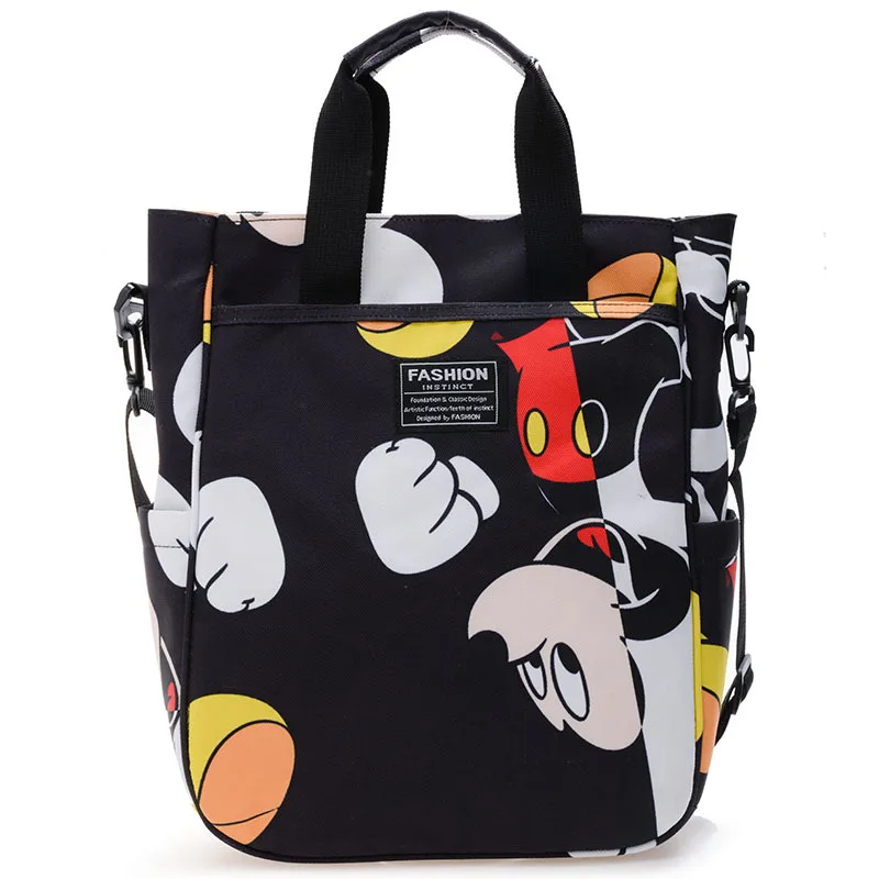 Bolso de mano de lona para estudiantes de primaria, Bolsa Escolar de gran capacidad con estampado de Mickey para niños y niñas