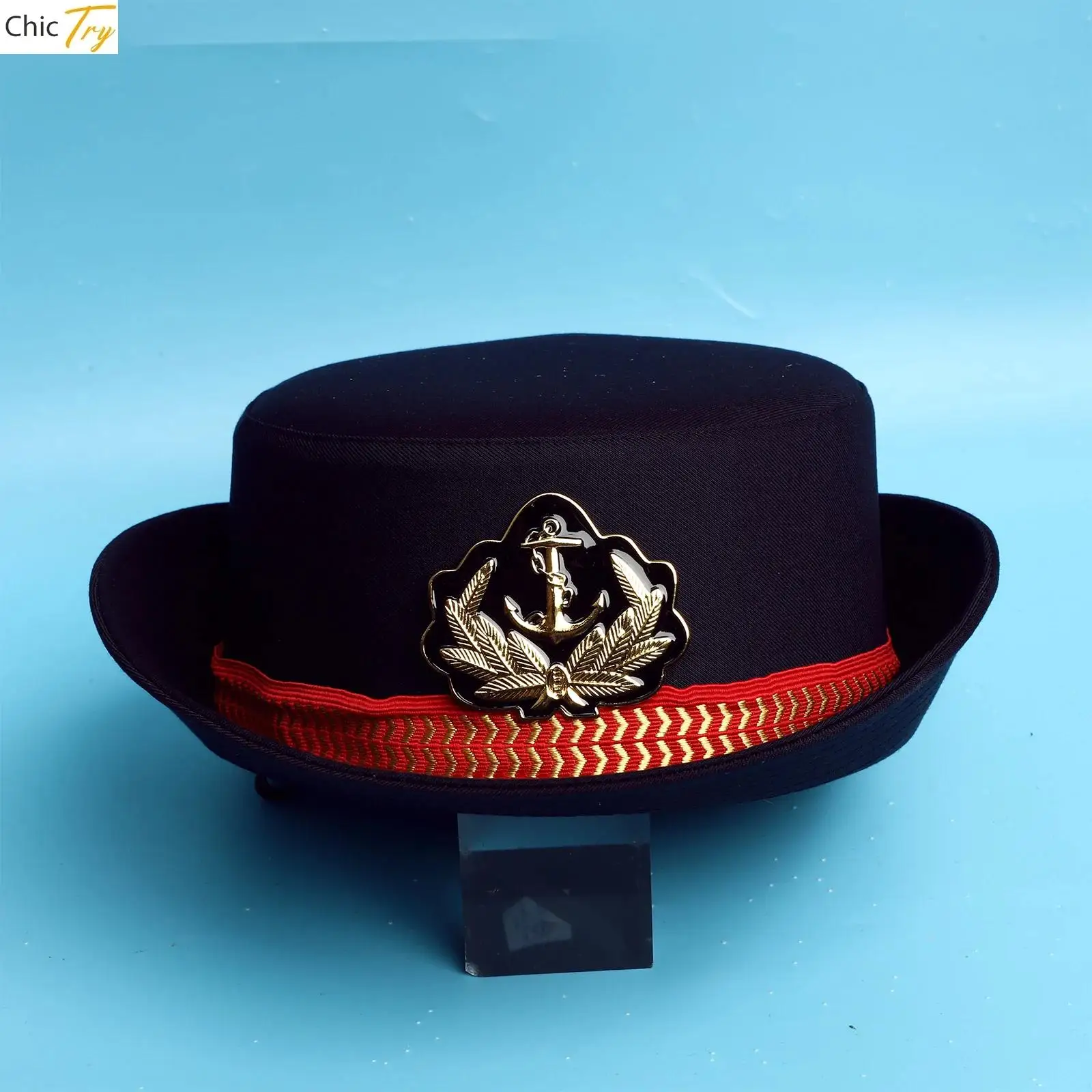 1Pc Adults Yacht Captain Hat Navy Sailor Ship Cap for Halloween Costume Accessories Boat Captain Role Play Photo Shoot Props Hat