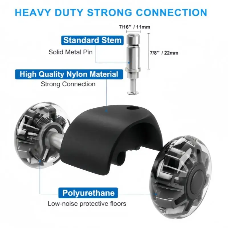 PU snap spring pulley, does not damage the floor 2-inch transparent double wheel furniture caster, office chair swivel wheel