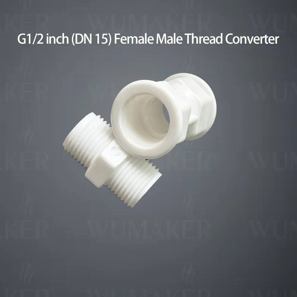 5Pcs Plastic G1/2 inch DN15 Female Male Thread Converter Internal External Adapter Straight Through Double Head for Valve Water