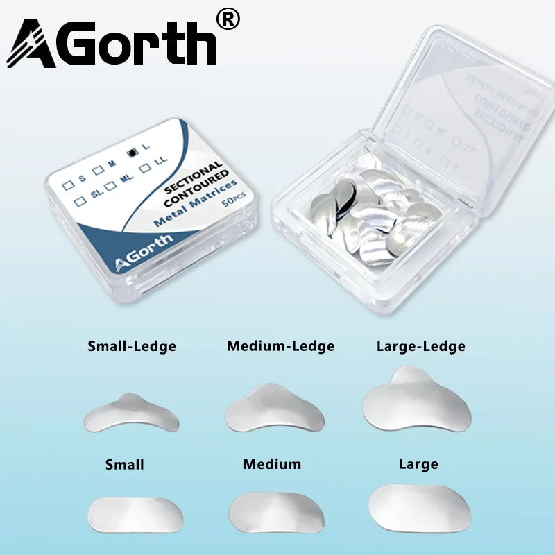 

50Pcs/Box Dental Sectional Contoured Metal Matrix Bands Matrices Matrix System For Teeth Replacement S/M/L Dentistry Material