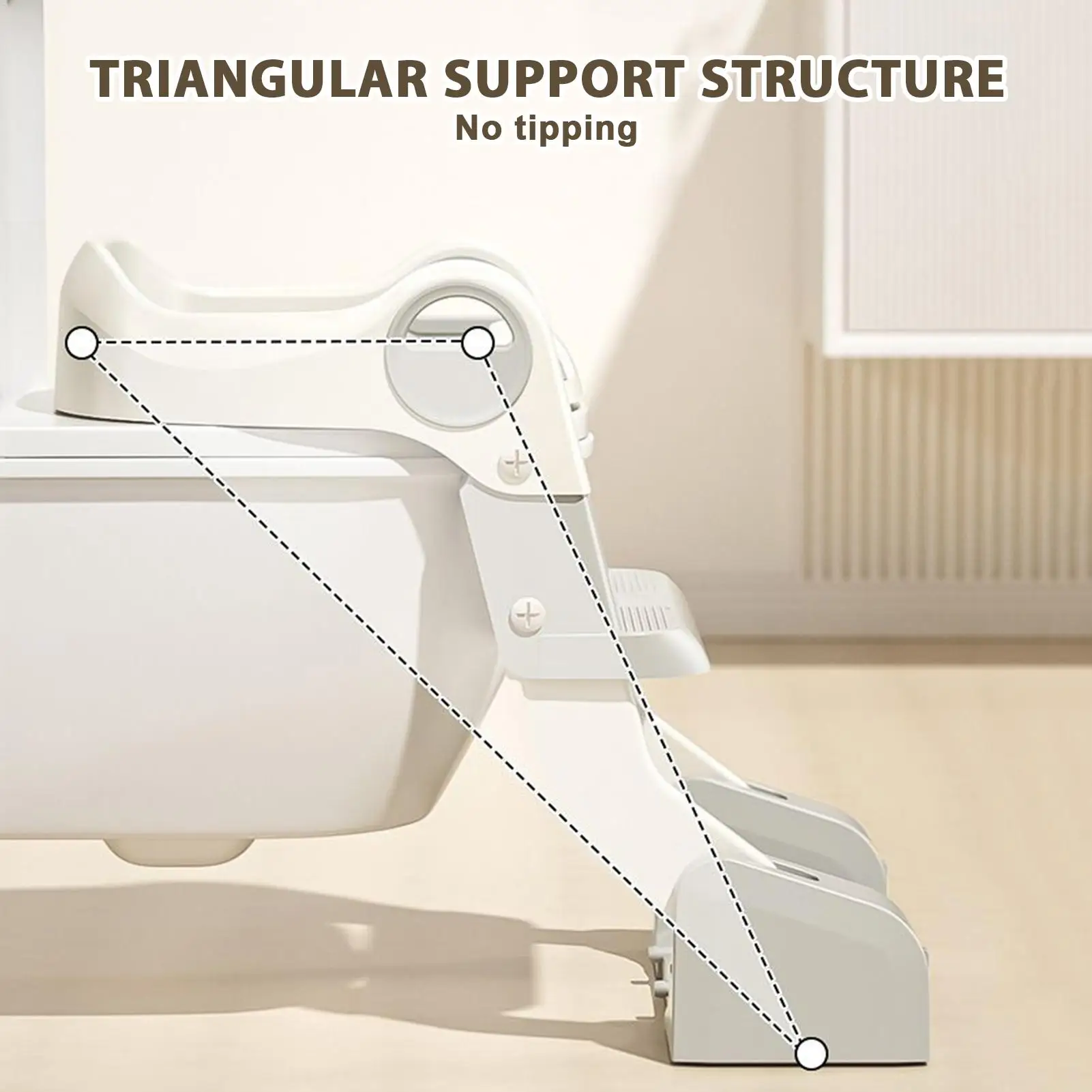Foldable Anti-slip Potty Ladder Adjustable Baby Step Stool Potty Training Seat for Home Bathroom Playroom Nursery Travel Car
