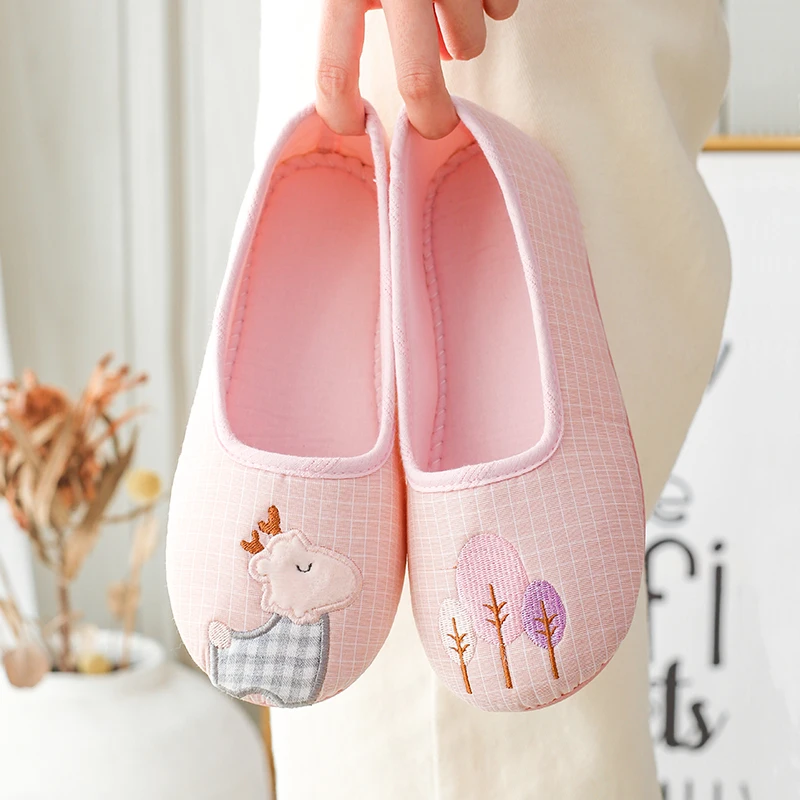 Spring Girl Indoor Slippers Cute  Home Indoor Non-slip Floor Cotton Slippers Waterproof Rubber Bottom Women Slippers Outdoor