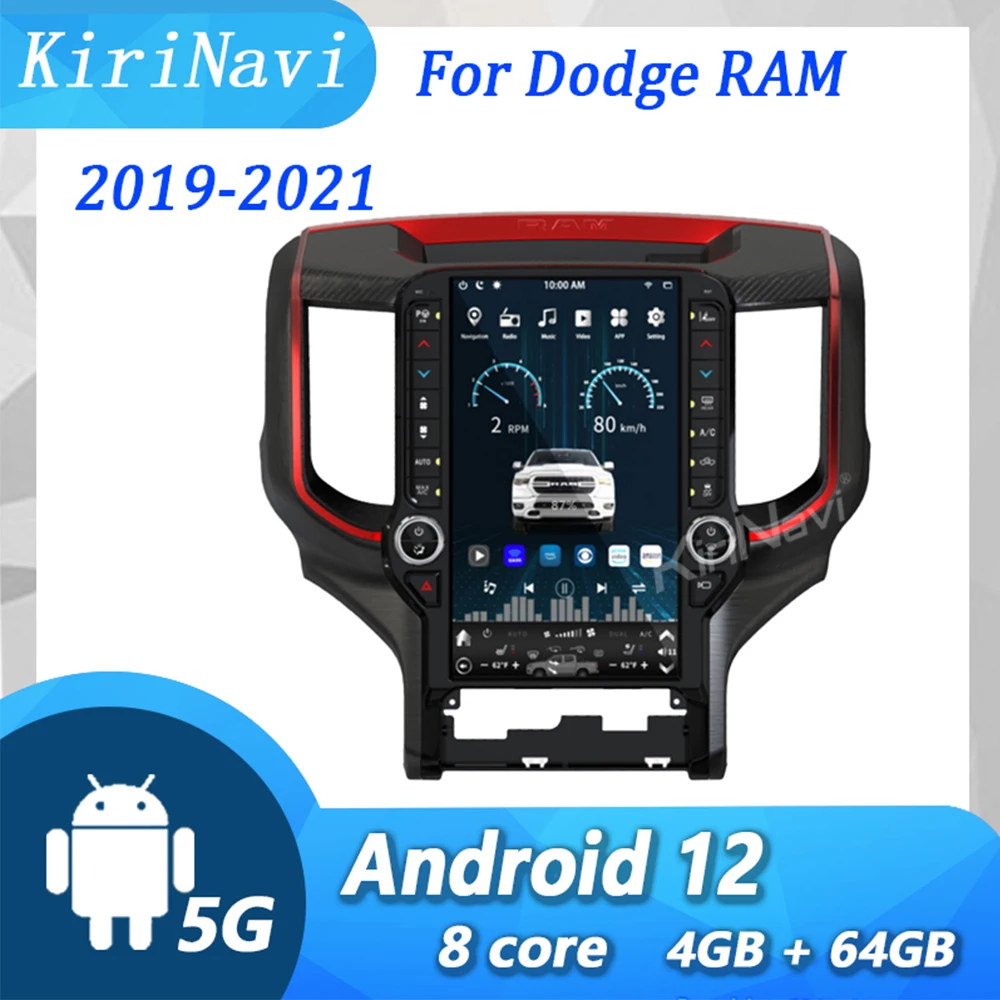 

Вертикальный экран KiriNavi 13,6 дюйма для Dodge RAM Android 12 автомобильное радио GPS навигация автомобильный Dvd мультимедийный плеер 2019-2021