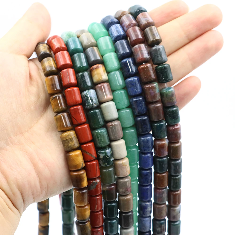 8x10mm Cylindrical Shape Loose Beads Natural Stone Agate Tiger Eye Spacer Beads For Jewelry Making Bracelet Charm DIY Accessorie