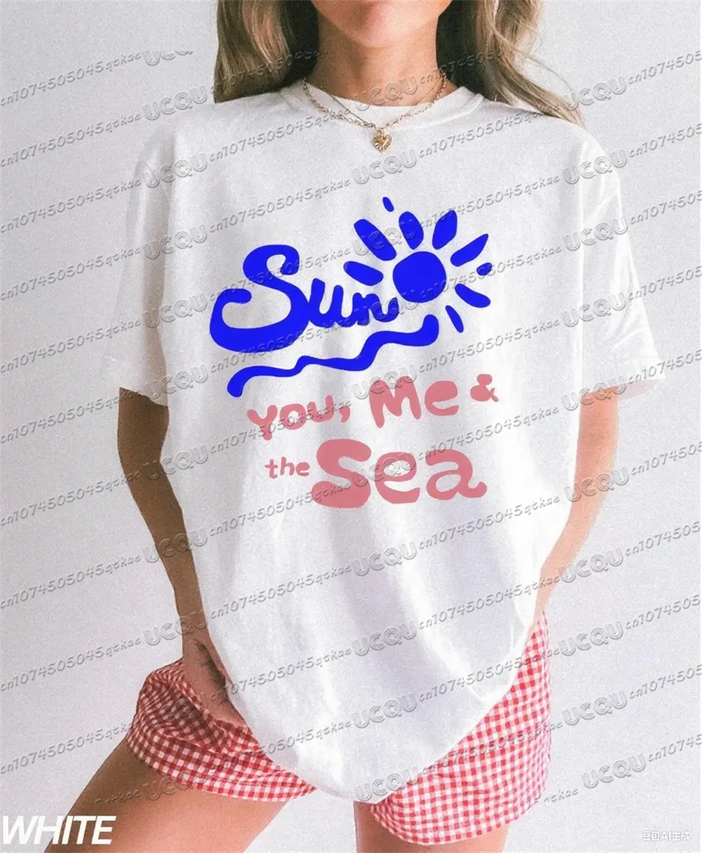 

Summer Vibes Italy Coastal Aesthetic T-Shirt Loose&Comfortable Vacation Casual Short Sleeved Women'S Fashionable Streetwear Top