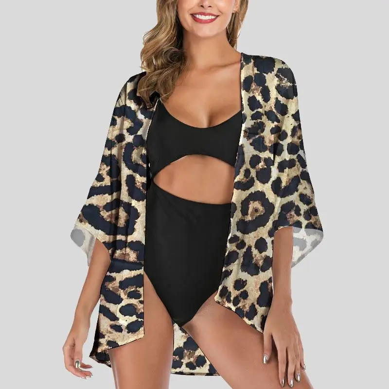 

Ele женское кимоно с солнцезащитным кремом и принтом, свободный крой из полиэфирного волокна, кардиган длиной пять свечей, весна-лето