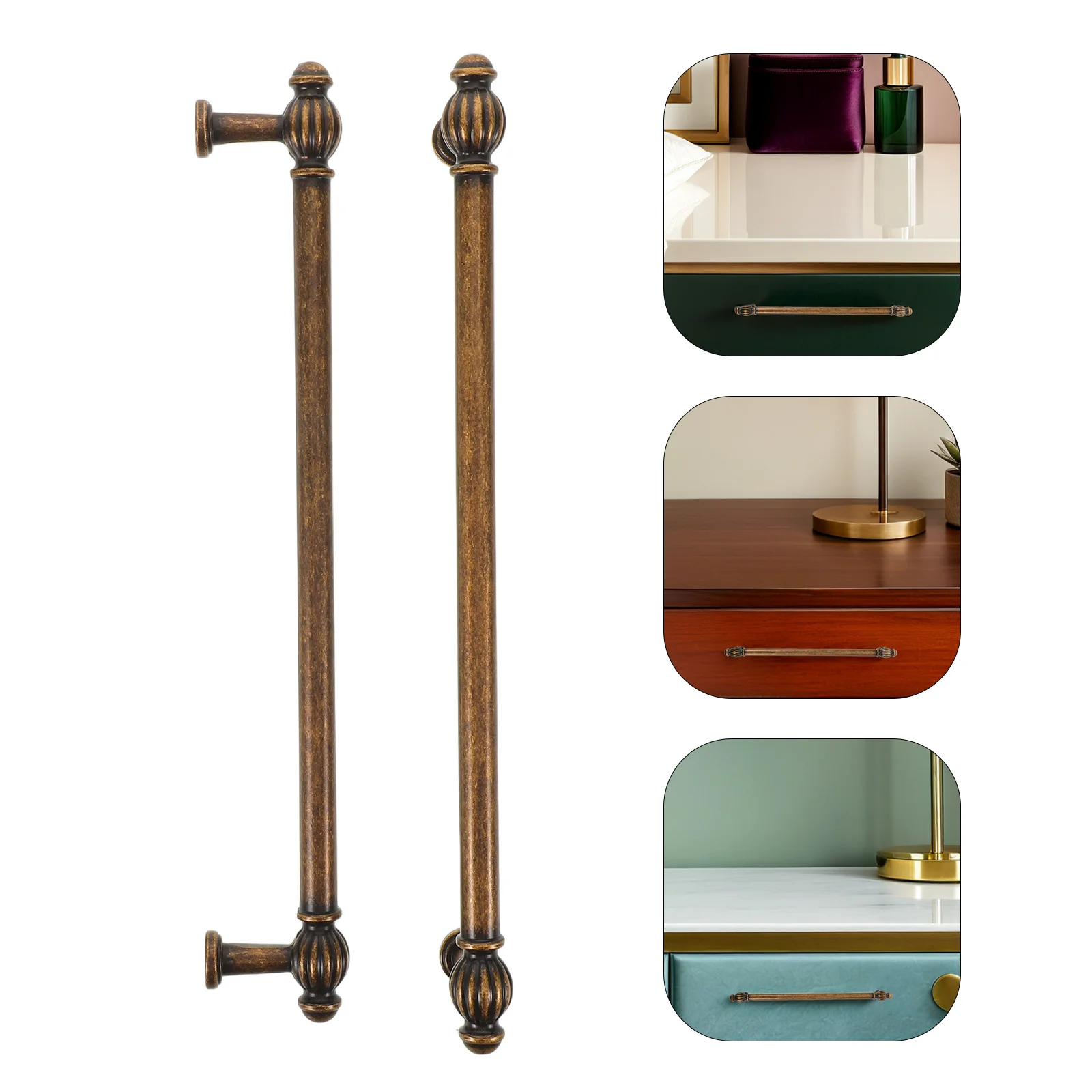 

2pcs Vintage Drawer Pulls Retro Bronze Cabinet Knob Bars Durable Zinc Alloy Furniture Hardware For Kitchen Wardrobe Closet