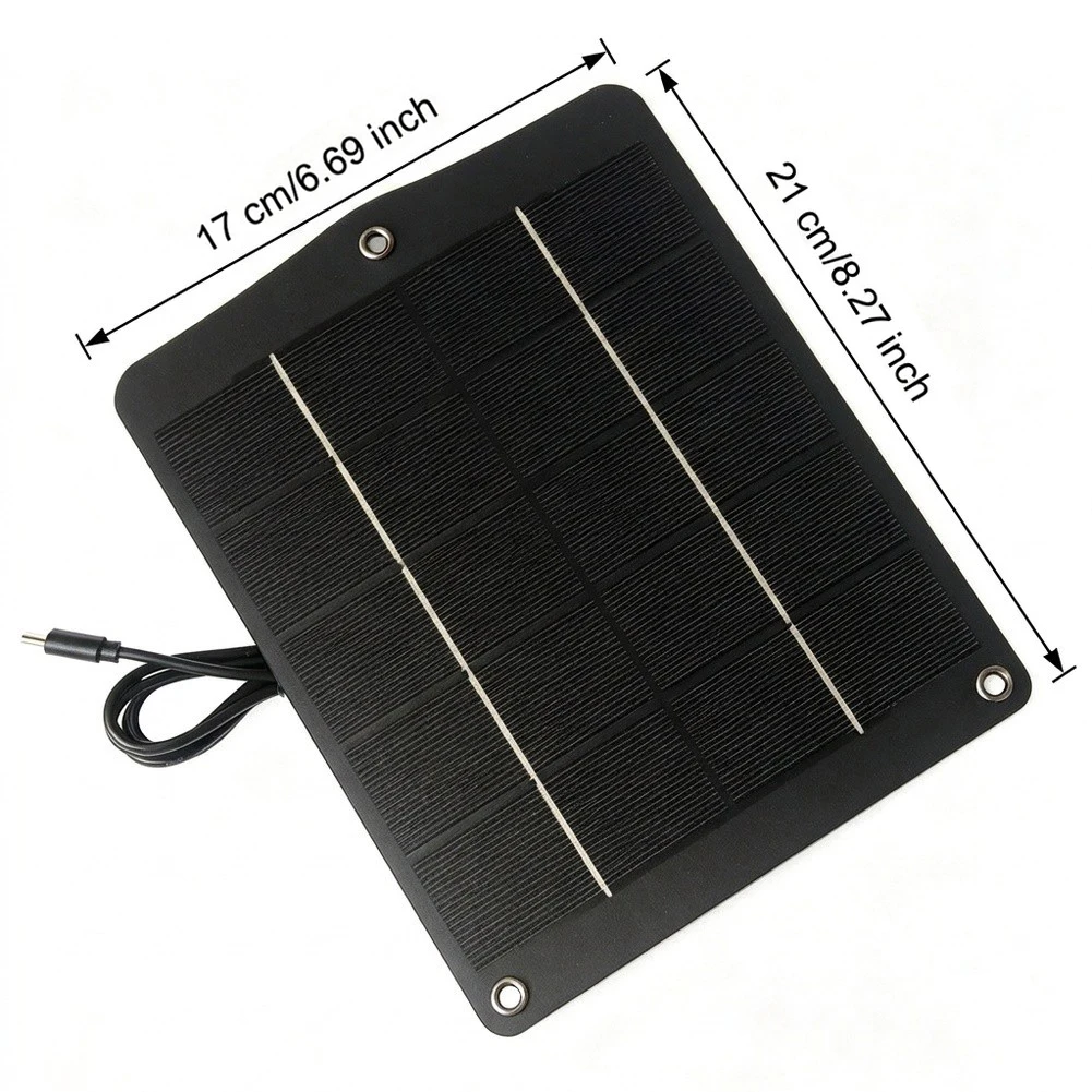 6W Solar Charging Panel USB-C Output Monocrystalline For Outdoor Lights Security Camera Mobile Phone Power Supply Kit