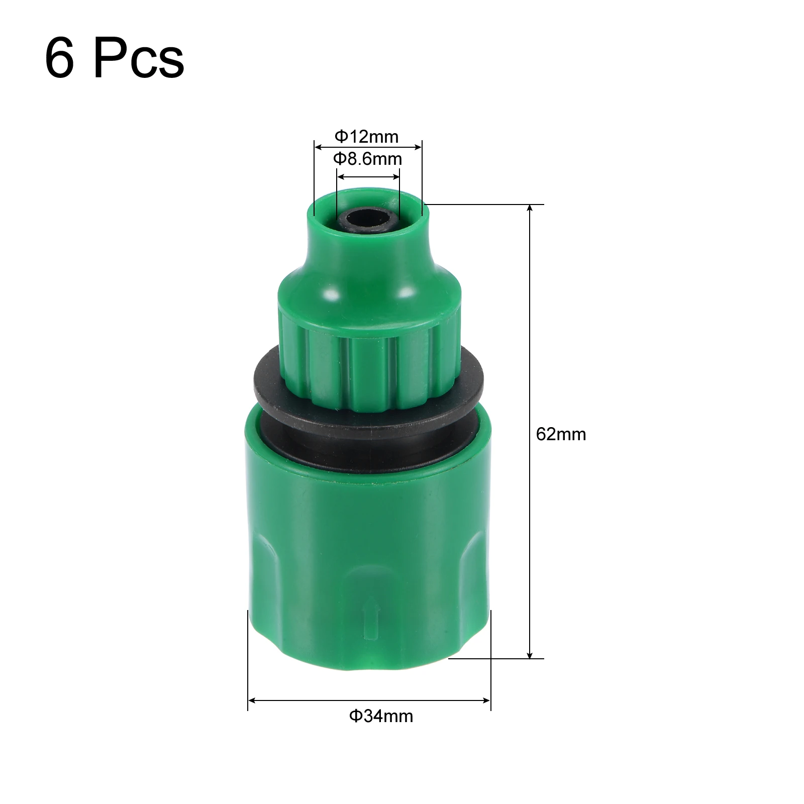 Uxcell Quick Connector Fitting 8.6mm ID Pipe for Garden Irrigation Green Pack of 6