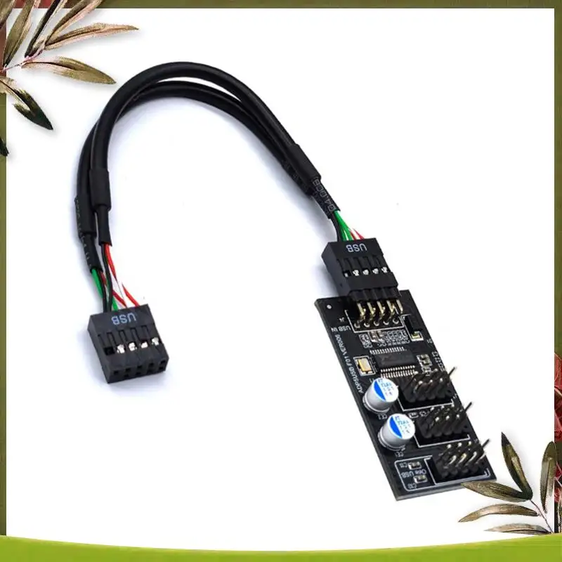 New-9Pin USB Hub Connector USB Splitter 1 To 3 USB2.0 9Pin Header Board Cable For Water Cooling For RGB LED Fan Speed Test Durab