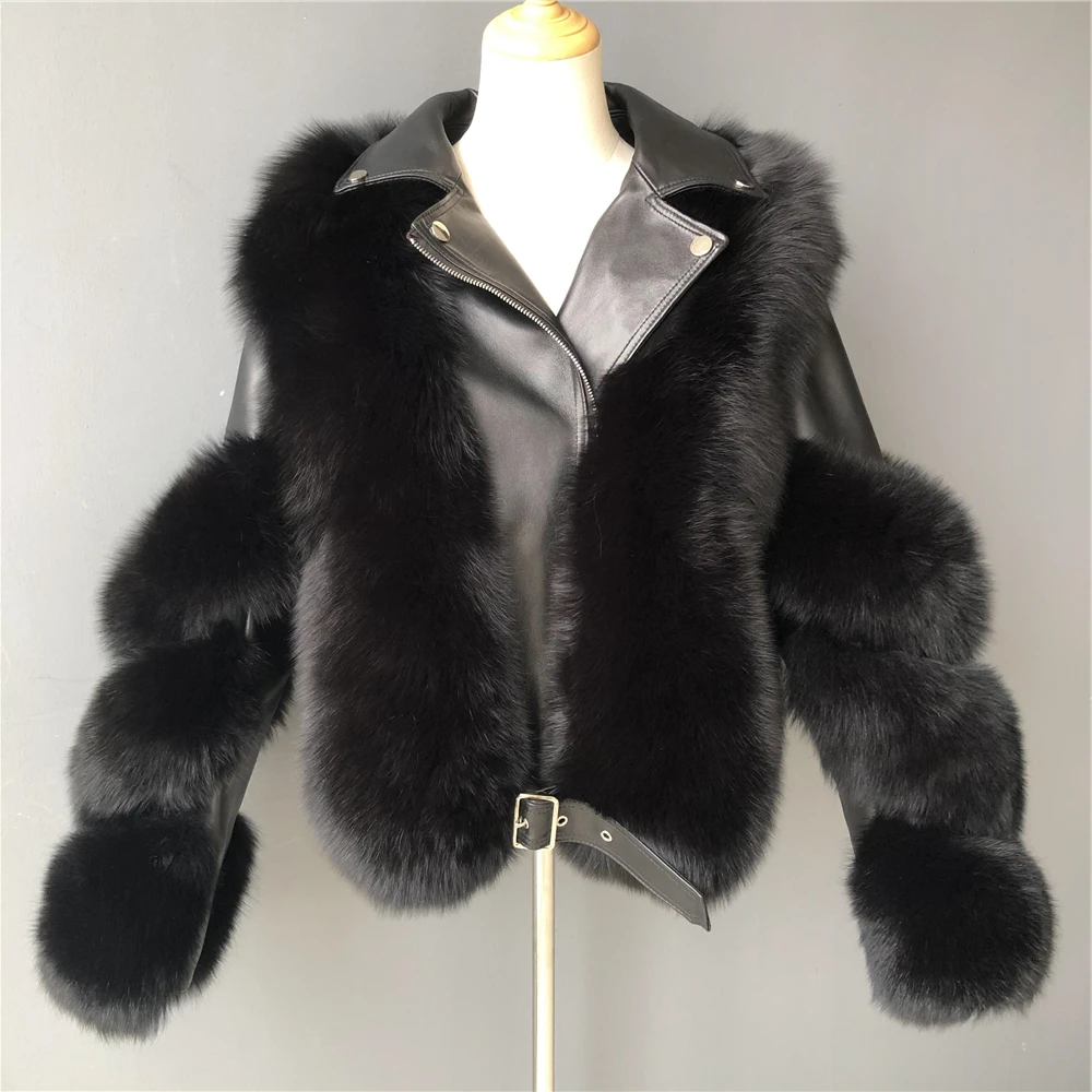 Jaxmonoy Women's Winter Coats High Quality Real Fox Fur Jacket Ladies Fashion Warm Natural Fur Coat Solid Color Female New Style