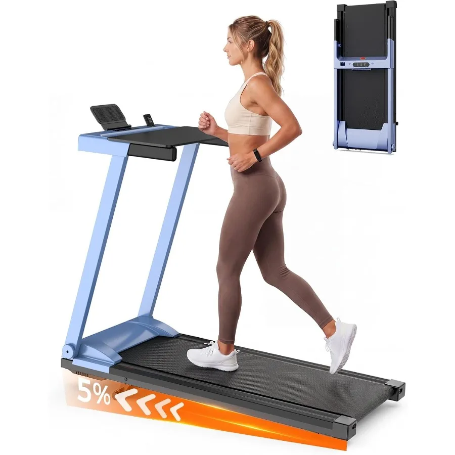 Home use walking pad treadmill with 5 incline, steel frame, black color, 300LB capacity and quiet dual cushion system
