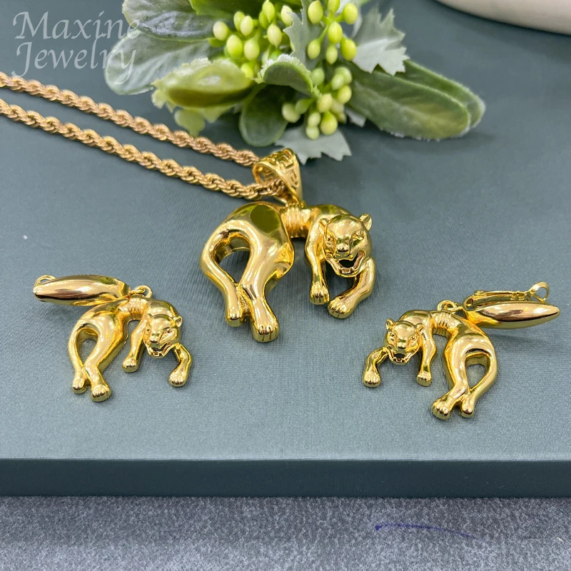 Animals 18K Gold Plated Jewelry Sets for Women Arabic Wedding Ethiopian Bridal Dubai Necklace Earring Jewellery Party Gift