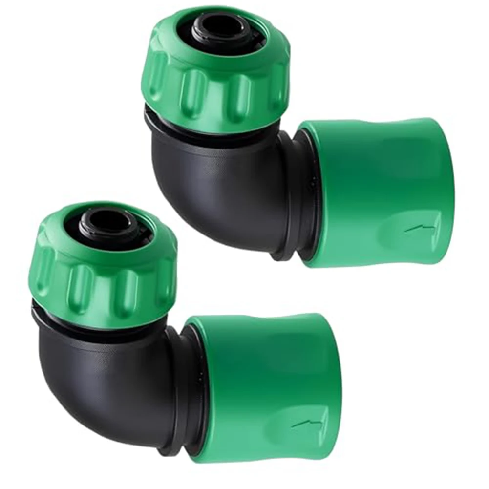 2PCS 90 Degree Garden Hose Quick Connect Adapters ABS Construction for 5mm Hoses for Irrigation and Outdoor Cleaning Use