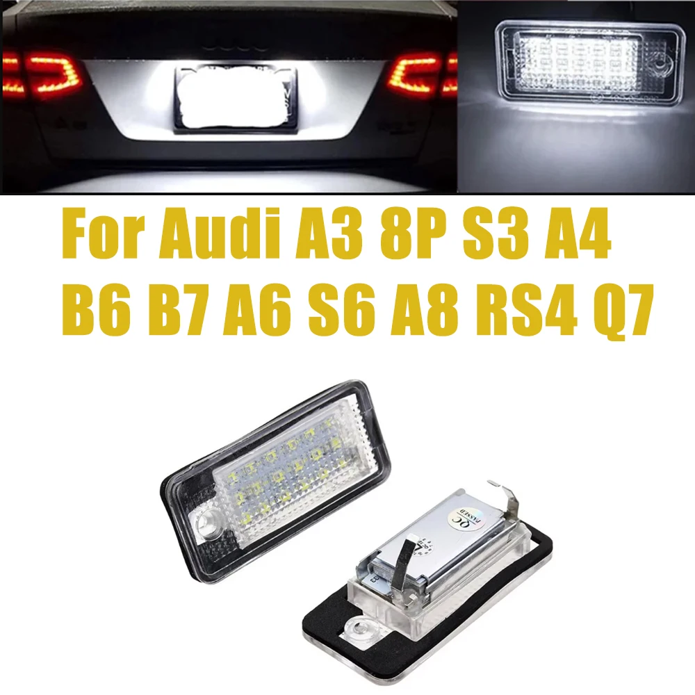 

Car Led Light number plate lamp License Plate Lights Led Bulb Auto accessories For Audi A3 8P S3 A4 B6 B7 A6 S6 A8 RS4 Q7