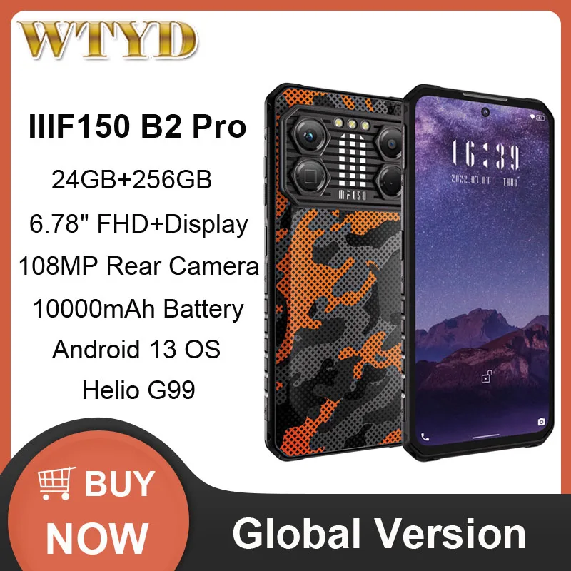 IIIF150 B2 Pro Rugged Phone 24GB(12+12)+256GB Night Vision 6.78'' FHD+Display Android 13 Helio G99 108MP Camera 4G NFC Smartphon