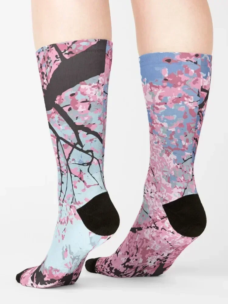 Cherry Blossoms Socks christmass gift Lots FASHION with print Men Socks Luxury Brand Women's