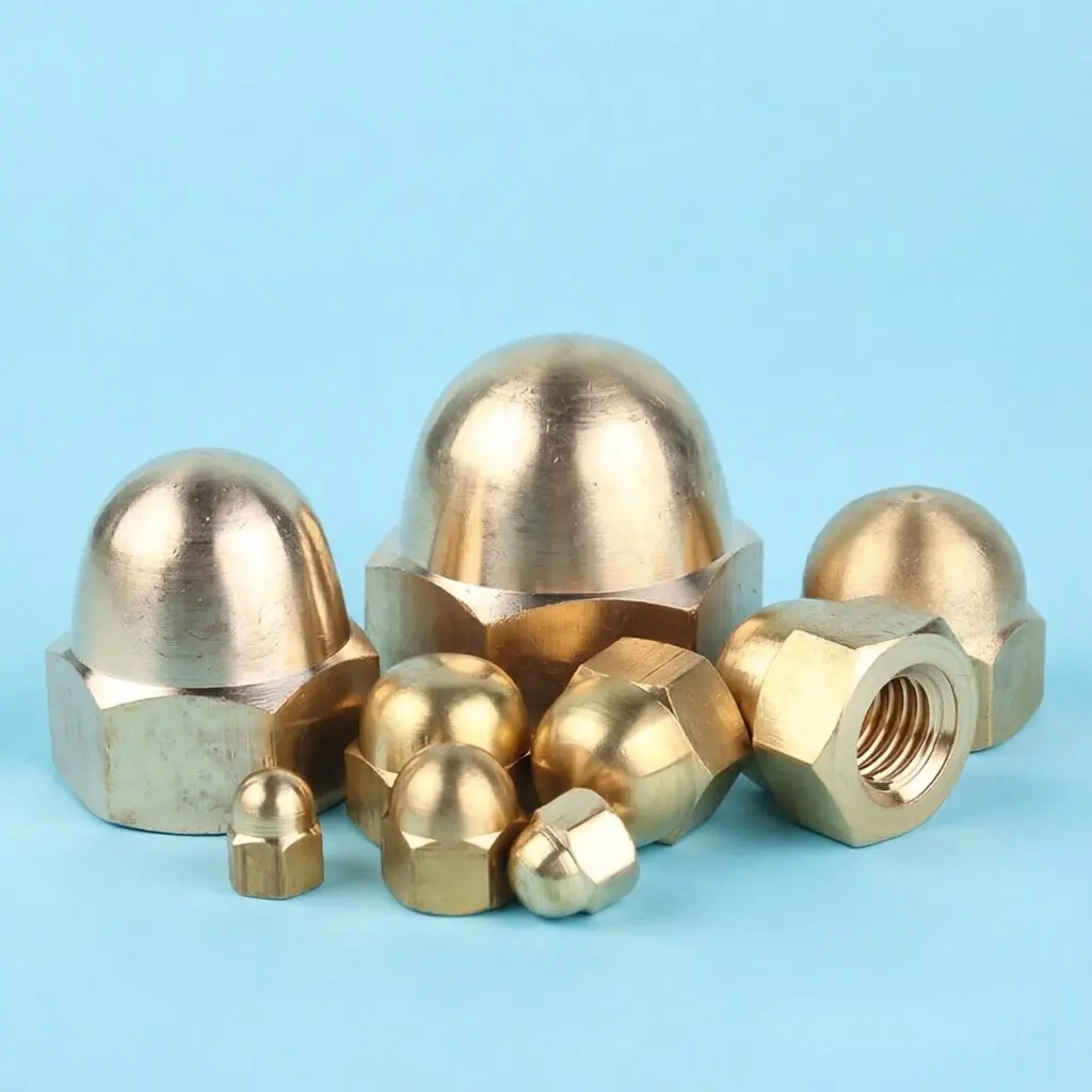 Pure Copper Hex Cap Nut DIN1587 M3-M20 Decorative Brass Acorn Nut Dome Nuts for Furniture Hardware Lighting Accessories