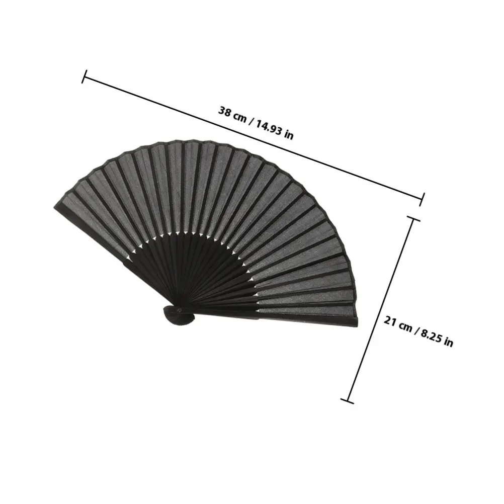 4Pcs Black Folding Fans Bamboo Cloth Hand Fans Chinese Classic Folding Fan Dance Party Fan Photography Prop Retro Style