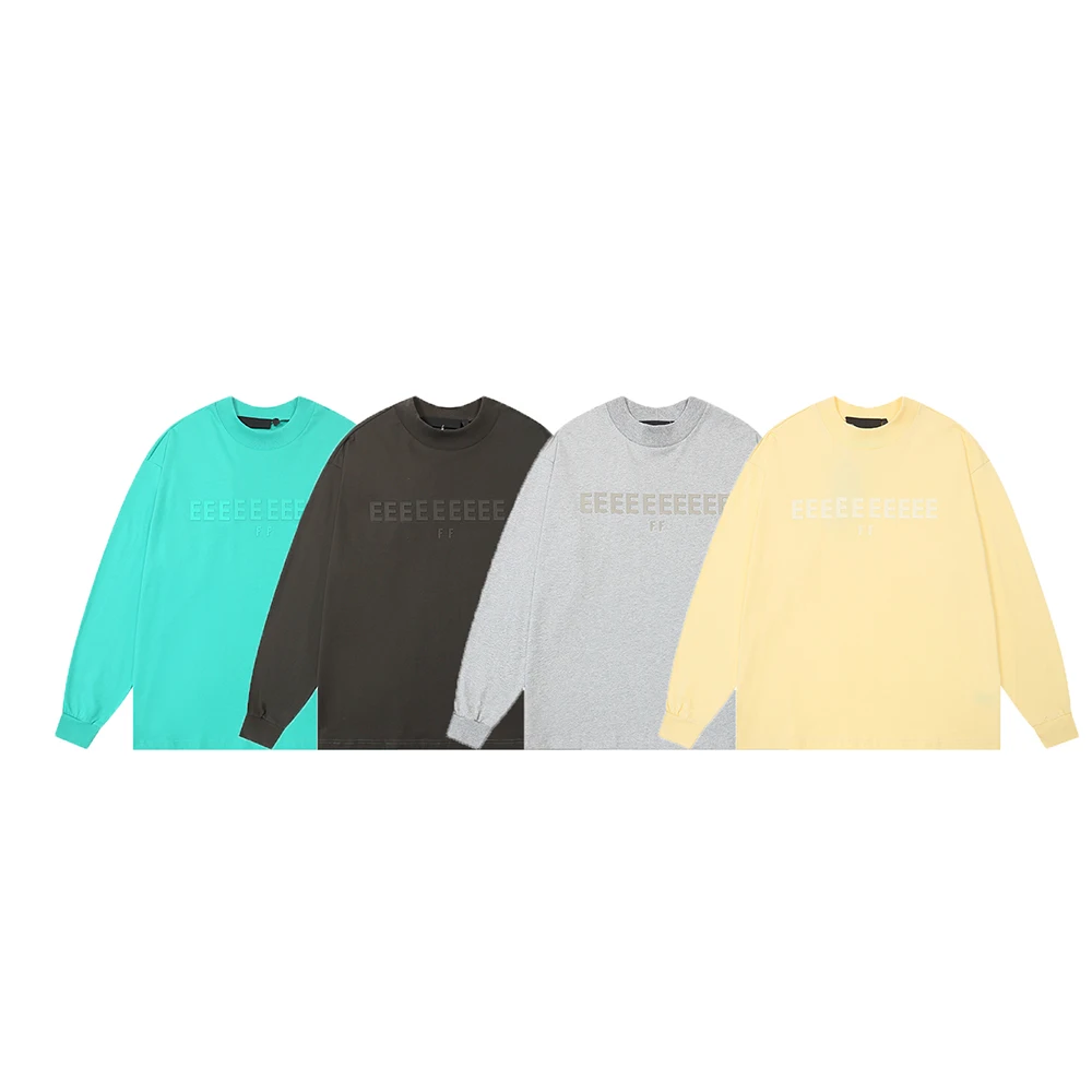 2024 Autumn New Collection Men's Long Sleeve T shirts New Colorway Rubberzied Letter Logo O-neck T shirt Women Oversized Tees