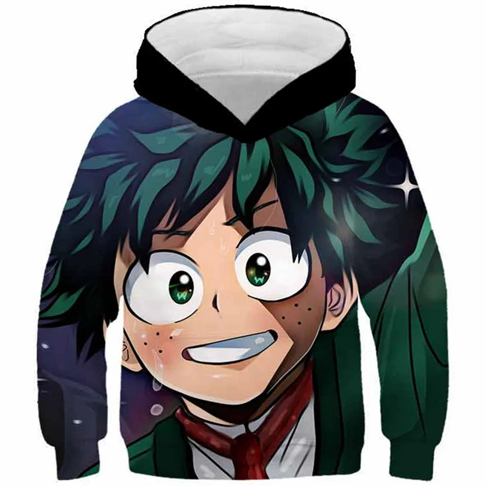 4-13Y Children My Hero Academia Cosplay Todoroki Anime Hoodies Himiko Toga Boy Girl Hooded Sweatshirts Boku No Izuku Midoriya