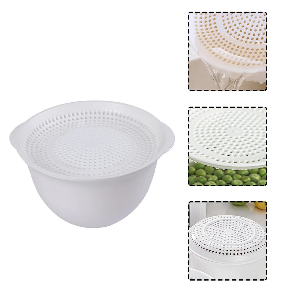 

Drain Microwave Safe Double Layer Fruit Vegetable Washing Bowl Steaming Heating Bowl For Kitchen Home Storage