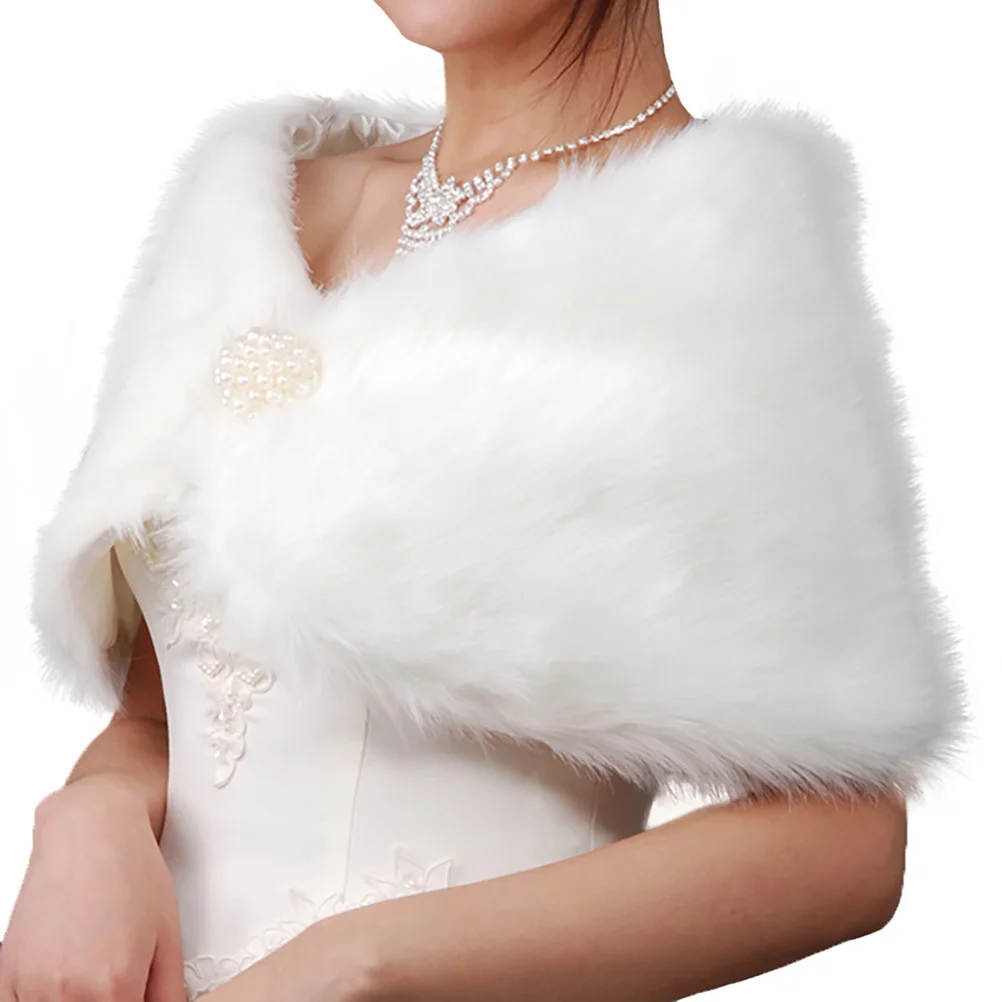 

Warm Tippet For Bride Winter Shawl Acrylic Fiber Elegant Bridal Cape Wedding Party Prom Beautiful Accessory Shawl Bride