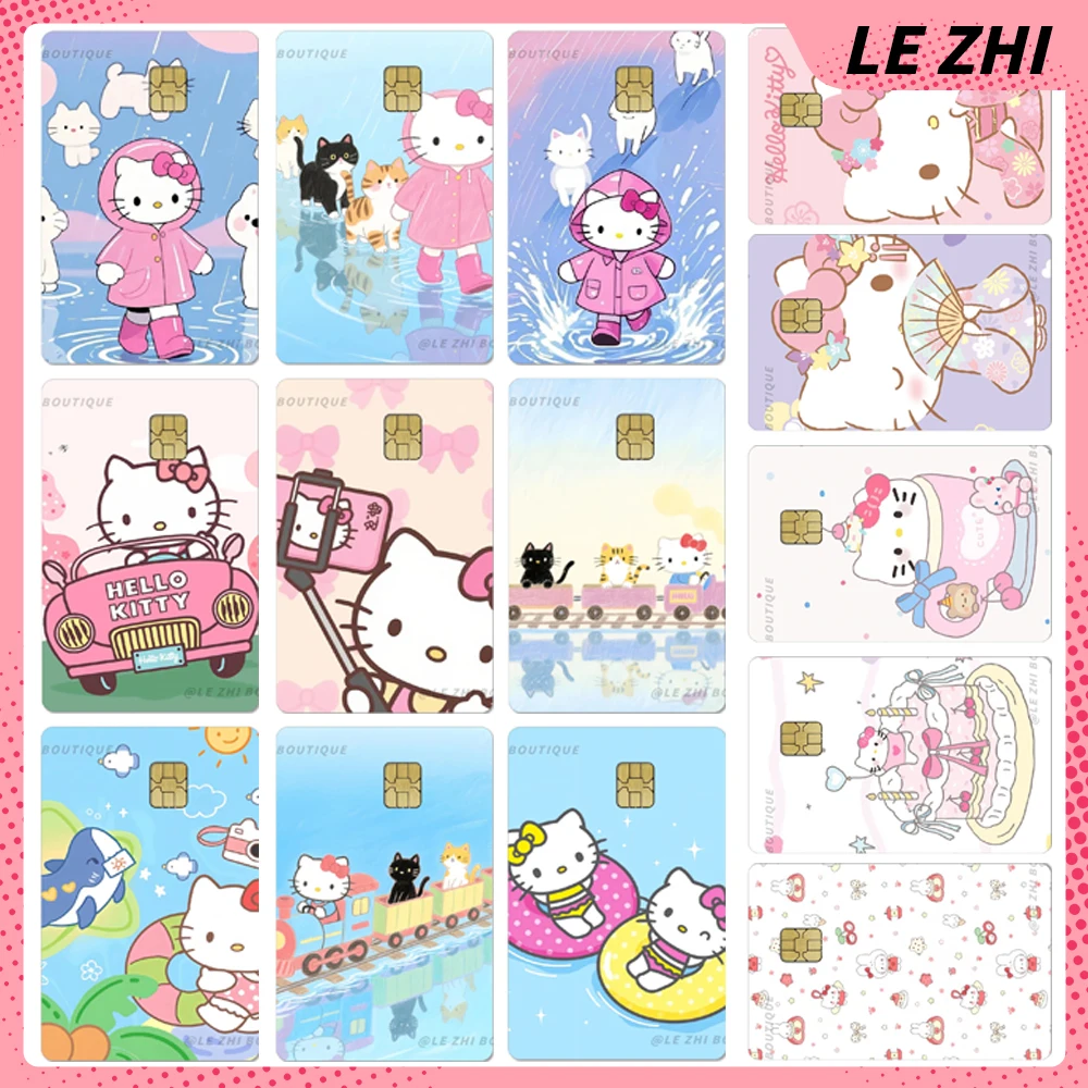 

1Pc Sanrio Hello Kitty Credit Card Debit Card Cover Skin Stickers Rainy Day Pvc Bank Card Bus Waterproof Small Chip Sticker