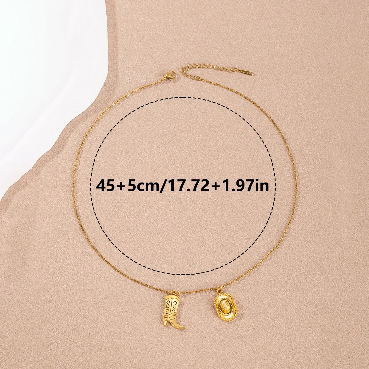 1pc Western Cowboy Hat & Boots Pendant Necklace, Men's Vintage Charm Chain Jewelry, Cool Gift for Him Boyfriend Husband