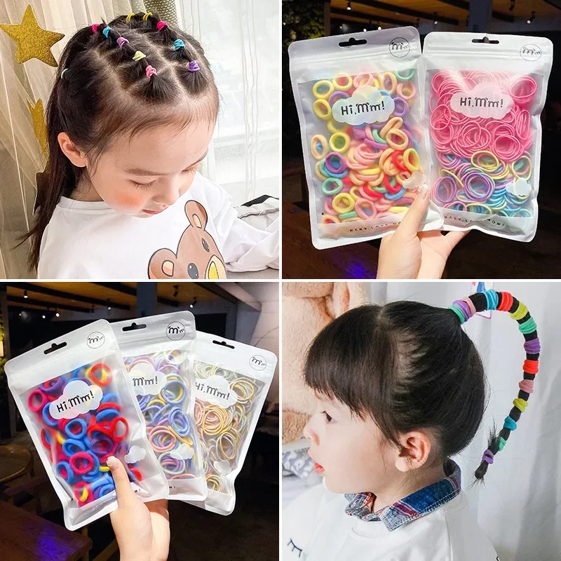 100pcs Hair Accessories Girls Elastique Cheveux Fille Kids Lacos De Cabelo Infantil Ties Bandeau Fille Rubber Band Korean Bandes