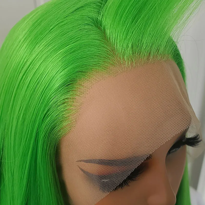 

Bombshell Bright Green Straight Synthetic Lace Front Wig Glueless High Quality Heat Resistant Fiber Drag Queen Hair For Women