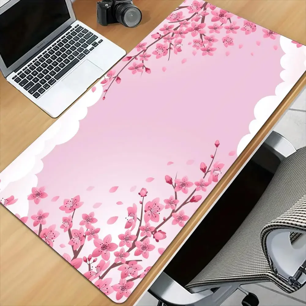 Pink Artistic Cherry Blossom Wallpaper, Large Mouse Pad, Table Mat, Seam Edge Sliding Table Mat, Extension Mat, Game Mat
