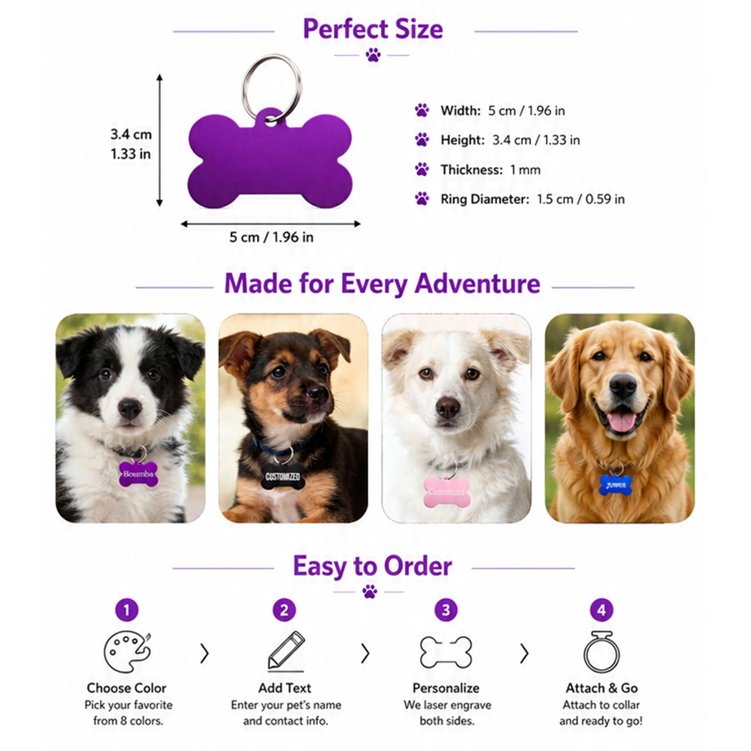 Bone Shaped Custom Name Dog Tag Personalized Name Pets ID Tag Laser Engraving Number Anti-lost Pendant Customized Text Dog Tags view 6
