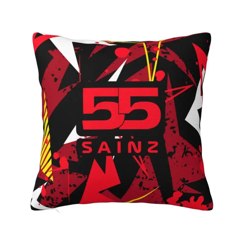 Custom Carlos Sainz 55 Formula Racing Driver Pillowcase Luxury Cushion Cover Square Pillowcase