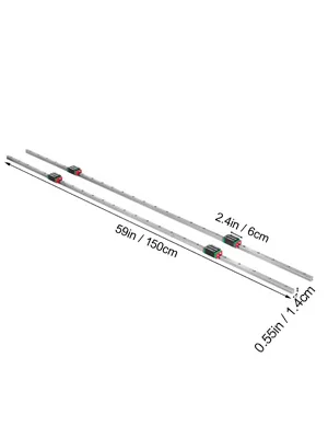 SucceBuy HSR15-1500mm 2pcs Linear Guideway Rail 4X Square Type Carriage Bearing Blocks, Rail Support for 15mm Slotted Bearings