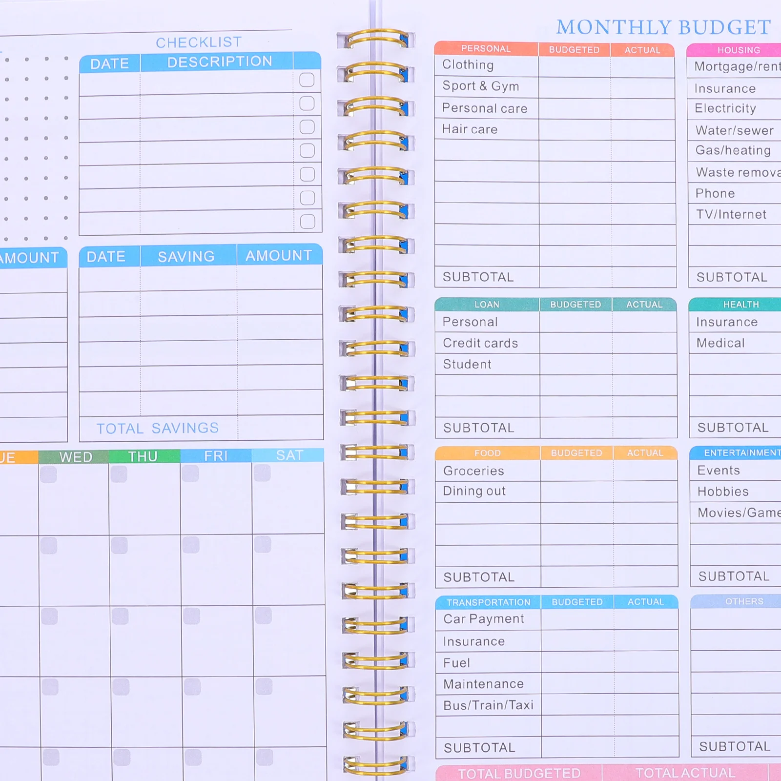 A5 Budget Planner Undated Portable Financial Management Notebook for Expense Tracking Monitoring Monthly Bill